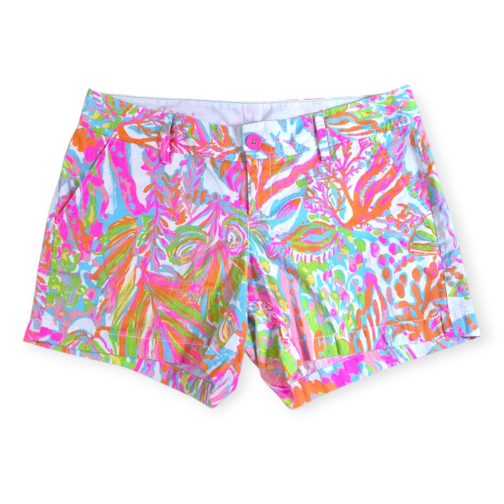LILLY PULITZER Callahan Short In Resort White Scuba To Cuba White Pink Multi 10
